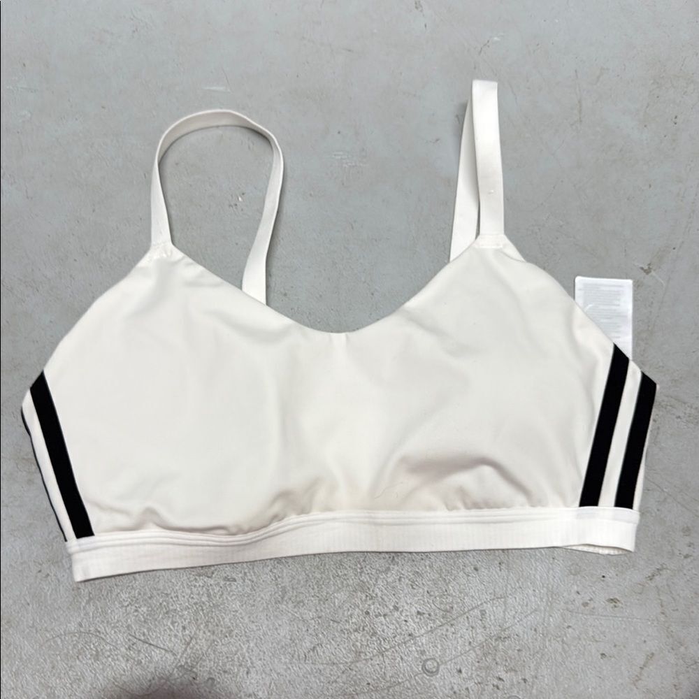 Adidas White and Black Sports Bra Like New Mesh Inside - Padding - Size Large